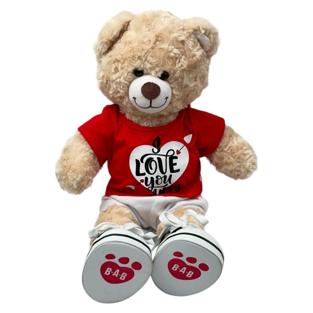 Build-a-bear BAB I Love You‎ More Plush Bear Beige Red Shirt 15 inch Love
